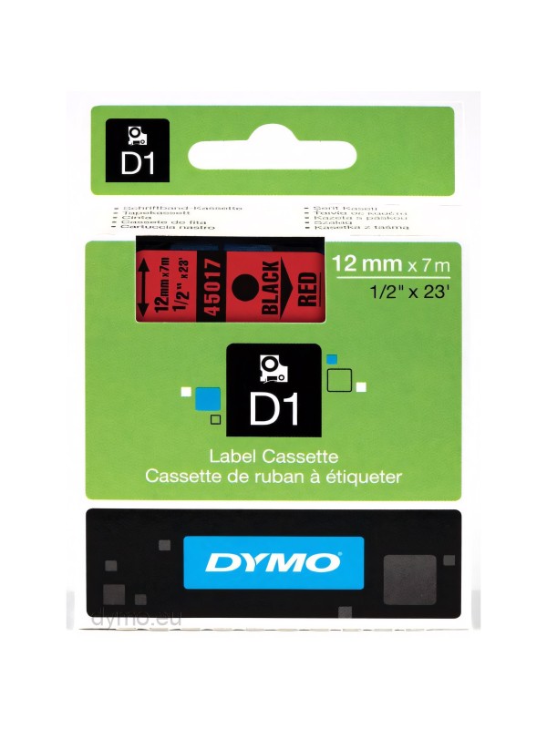 DYMO D1 Juostelė 12mm x7m   juodas ant raudonos (45017   S0720570)