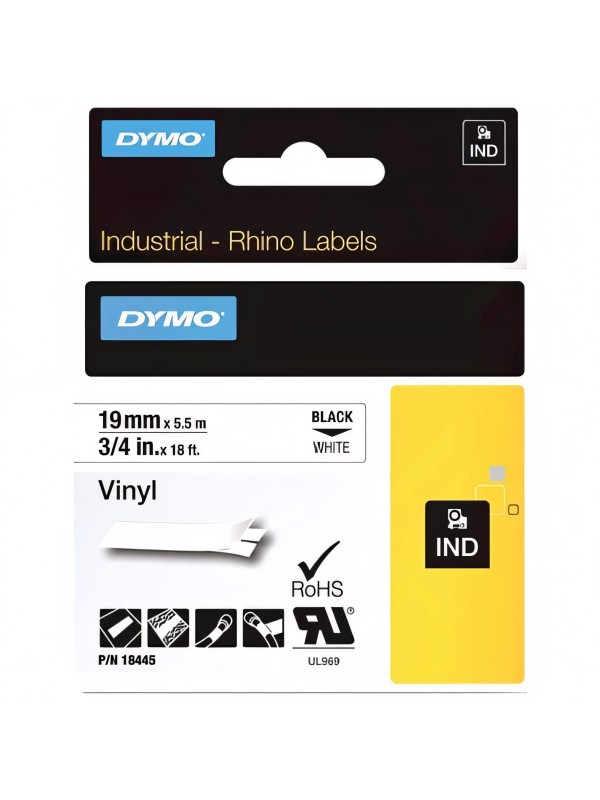 DYMO Rhino vinüüllint 19 mm x 5 5 m   must valgel (18445)