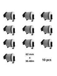 Brother DK-44205 DK44205 62mm x 30480mm termopaberist etiketid, tootja Dore, 10 tk Removable