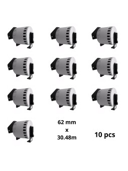 Brother DK-44205 DK44205 62mm x 30480mm termopaberist etiketid, tootja Dore, 10 tk Removable