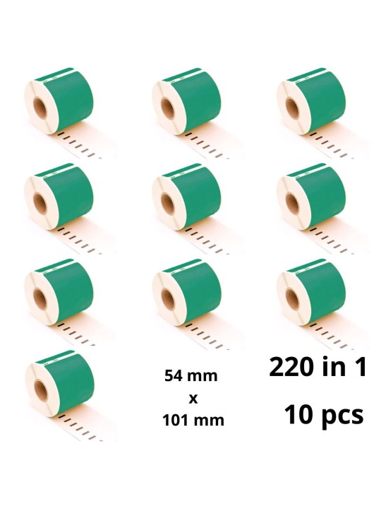 Dymo 99014 S0722430 Green label roll Dore compatible set 10 pcs