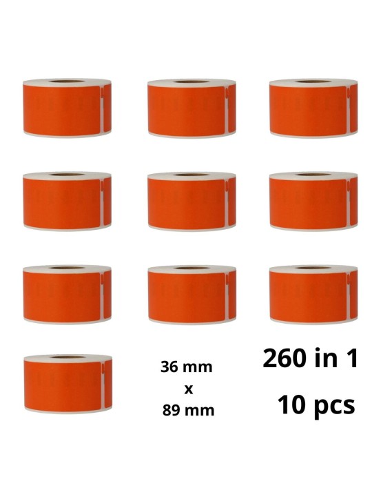 Dymo 99012 Orange S0722400 etiketi rull Dore analoog komplekt 10 tükki