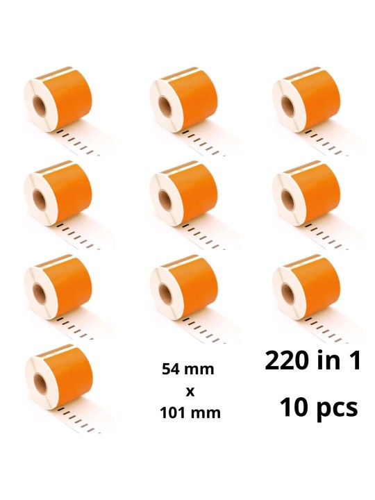 Dymo 99014 S0722430 Orange label roll Dore compatible set 10 pcs