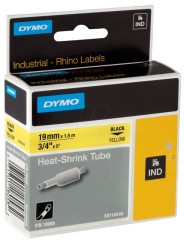 DYMO Rhino Termo vamzdelis 19mm x 1.5m   juodas ant geltonos (18058)