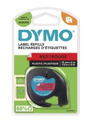 DYMO LetraTag Plastic Tape 12mm x 4m   black on red (S0721580)