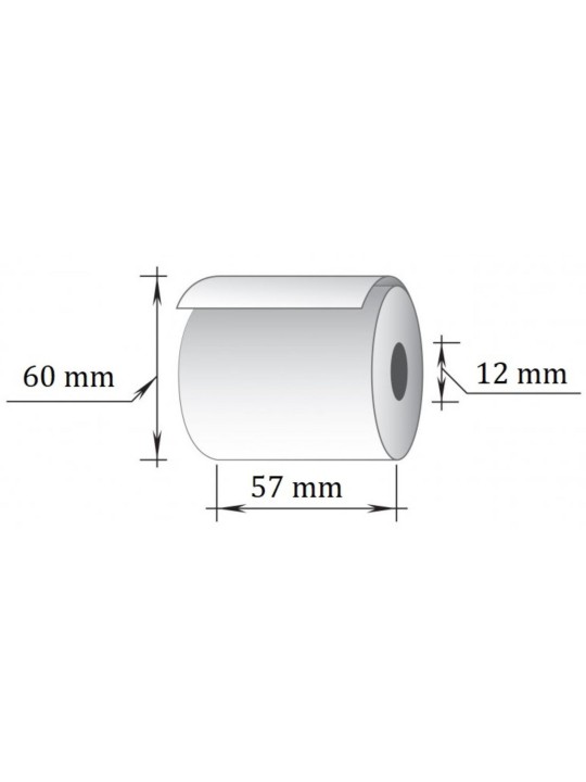 Rull kassaaparaadile 57mm x 60mm x 12mm 44 meetrit