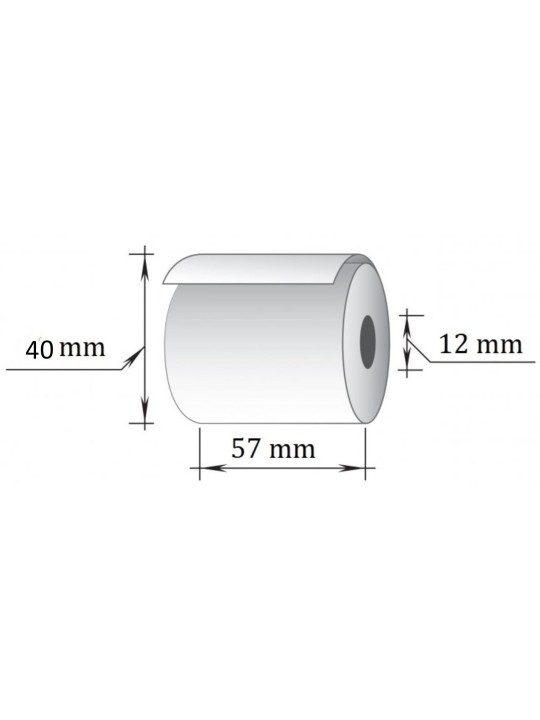 Cash register roll 57mm x 40mm x 12mm  20 meters, 10 pcs