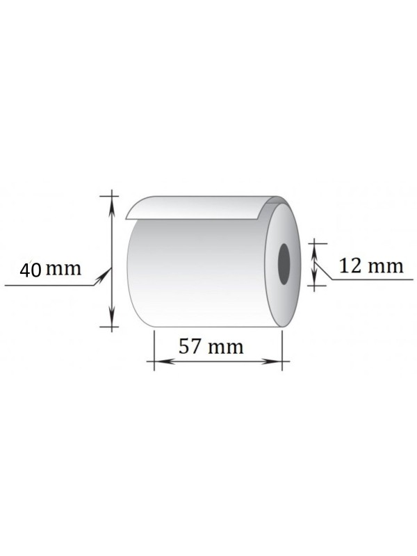 Cash register roll 57mm x 40mm x 12mm  20 meters, 10 pcs