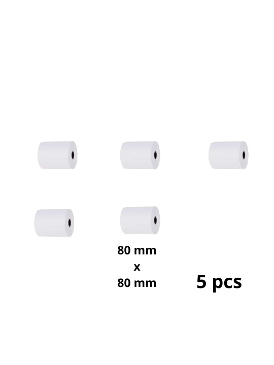 Rulla kassakoneelle 80mm x 80mm x 12mm 75 metriä, sarja 5 kpl