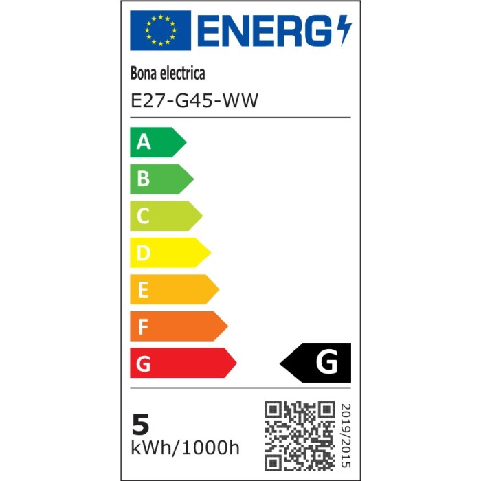 Spuldze E27 G45 5W WW 3000K, 10 gab