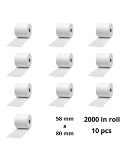 Термоэтикетки 58 мм x 80 мм, сердцевина 40 мм, рулон 2000 шт комплект 10 шт