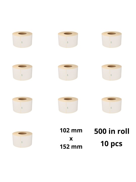 Zebra 800264-605 102mm x 152mm lämpöpaperitarrat 25 mm ytimellä, valmistaja Dore, 10 kpl