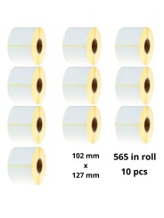 Thermal  Labels 102mm x 127mm, 25 mm, 565 pcs roll, 10 pcs