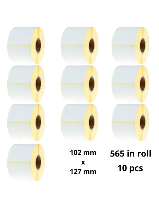 Thermal  Labels 102mm x 127mm, 25 mm, 565 pcs roll, 10 pcs