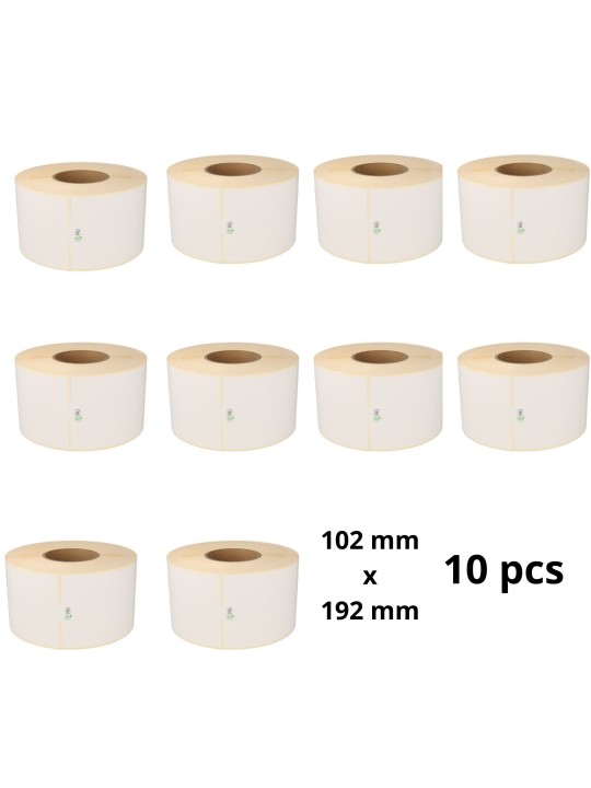 Zebra 3009724-T 102mm x 192mm lämpöpaperitarrat 25 mm ytimellä, valmistaja Dore 240 kpl rullassa, 10 kpl