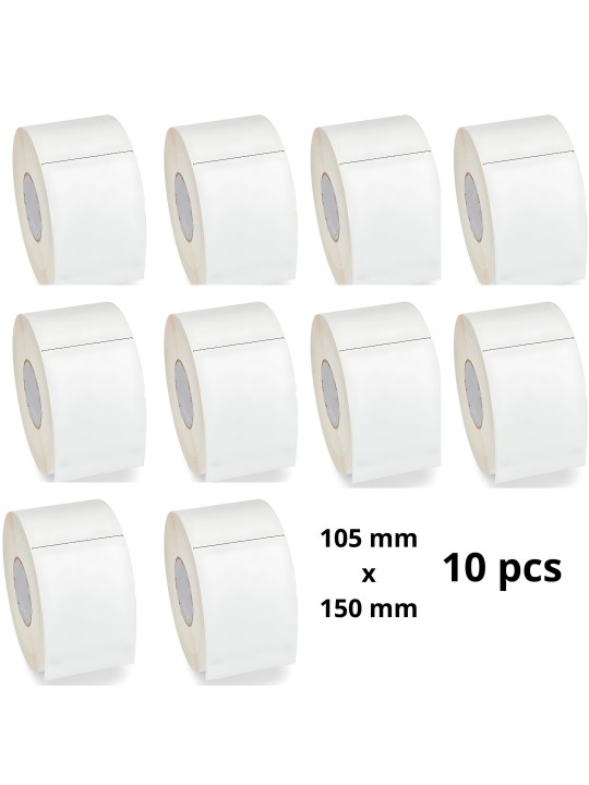 Thermal Labels 105mm x 150mm, 76 mm core, 1000 pcs roll, removable, 10 pcs