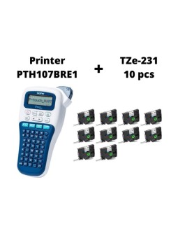 Brother PT-H107B label printer + TZe-231/Dore 10 pcs