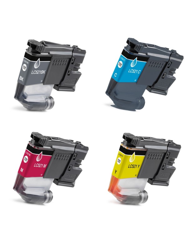 Brother LC-521 LC521 mustekasetti Dore analoginen, 4kpl Brother LC-521 LC521 mustekasetti Dore analoginen, 4kpl