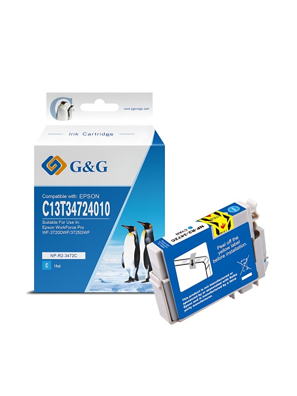 Epson 34XL T3472 C13T34724010 C mustekasetti G&G analoginen