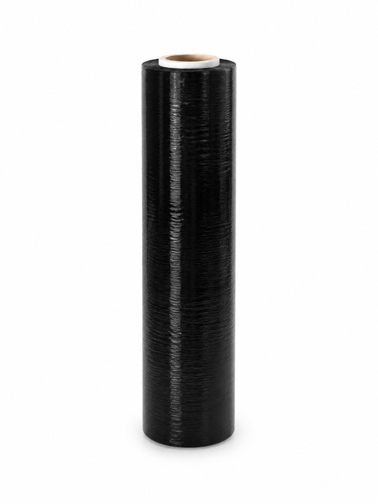 Melna stretch plēve 500 mm × 300 m, serde 50 mm, 20 mikroni